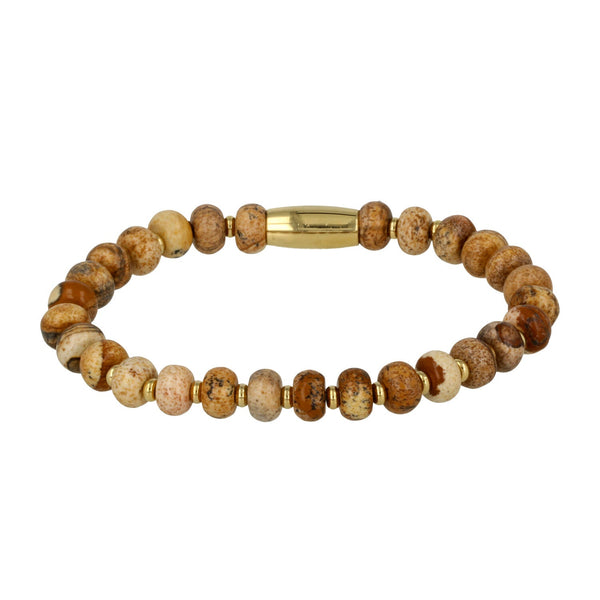 Gouden Armband met Picture Jasper Edelstenen - My Bendel