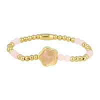 Gouden Armband met Rose Quartz Bloemen bedel