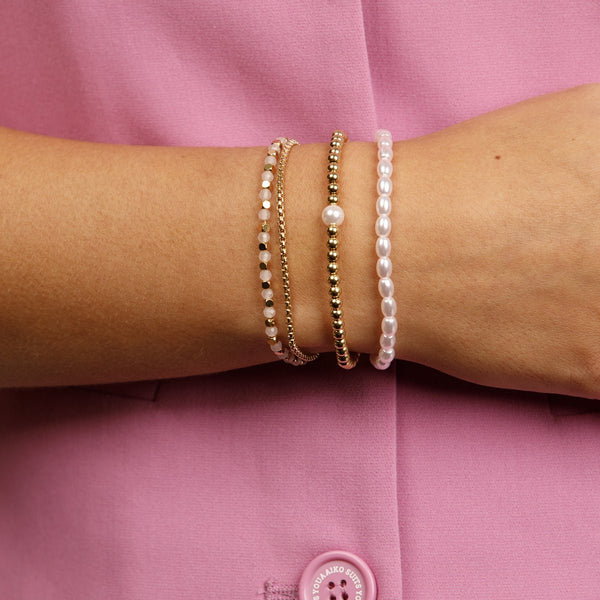 Gouden Armband met Roze Glasstenen - Elegant Design - My Bendel