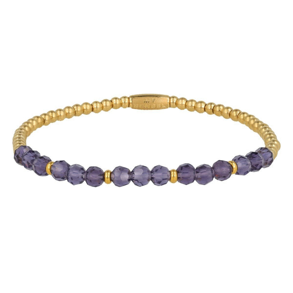 Gouden Armband met Violet glaskristallen kralen - My Bendel