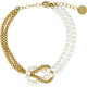 Gouden Armband met Witte Parels en Knoopdetail - My Bendel
