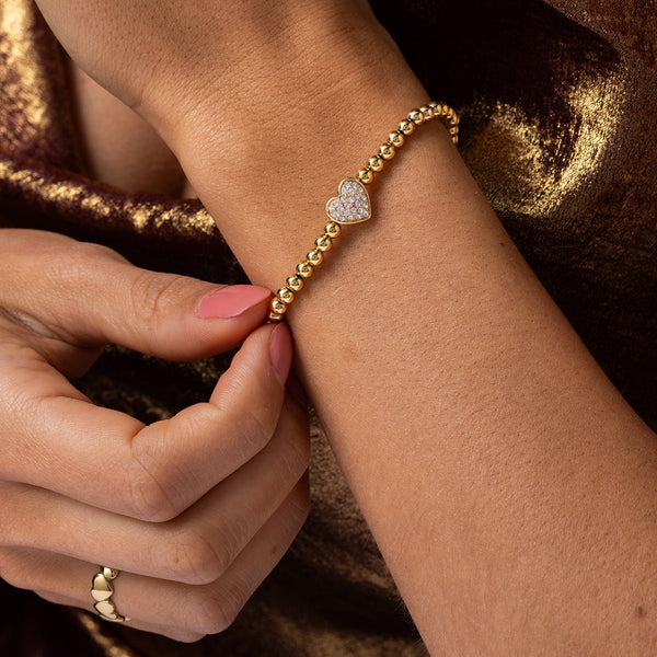 Gouden Armband met zirkonia hartje - My Bendel - My Bendel