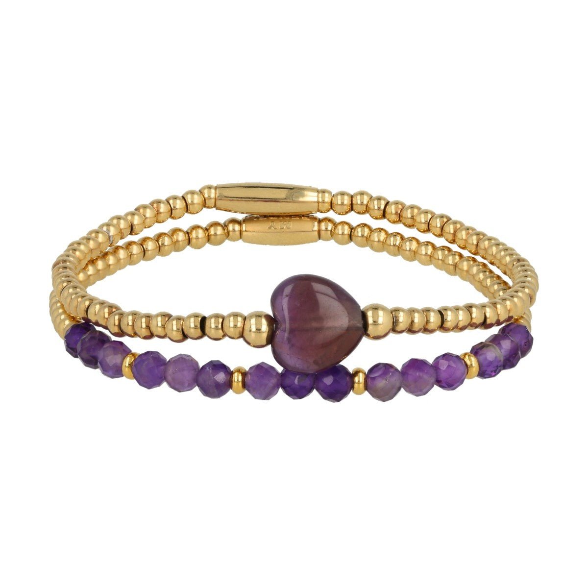 Gouden Armbanden Set met Amethyst Edelstenen - My Bendel
