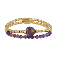 Gouden Armbanden Set met Amethyst Edelstenen