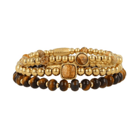 Gouden Armbanden Set met Jasper en Tiger Eye