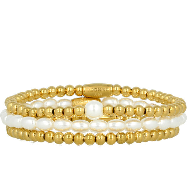 Gouden Armbanden Set met Parels - Tijdloos Accessoire - My Bendel