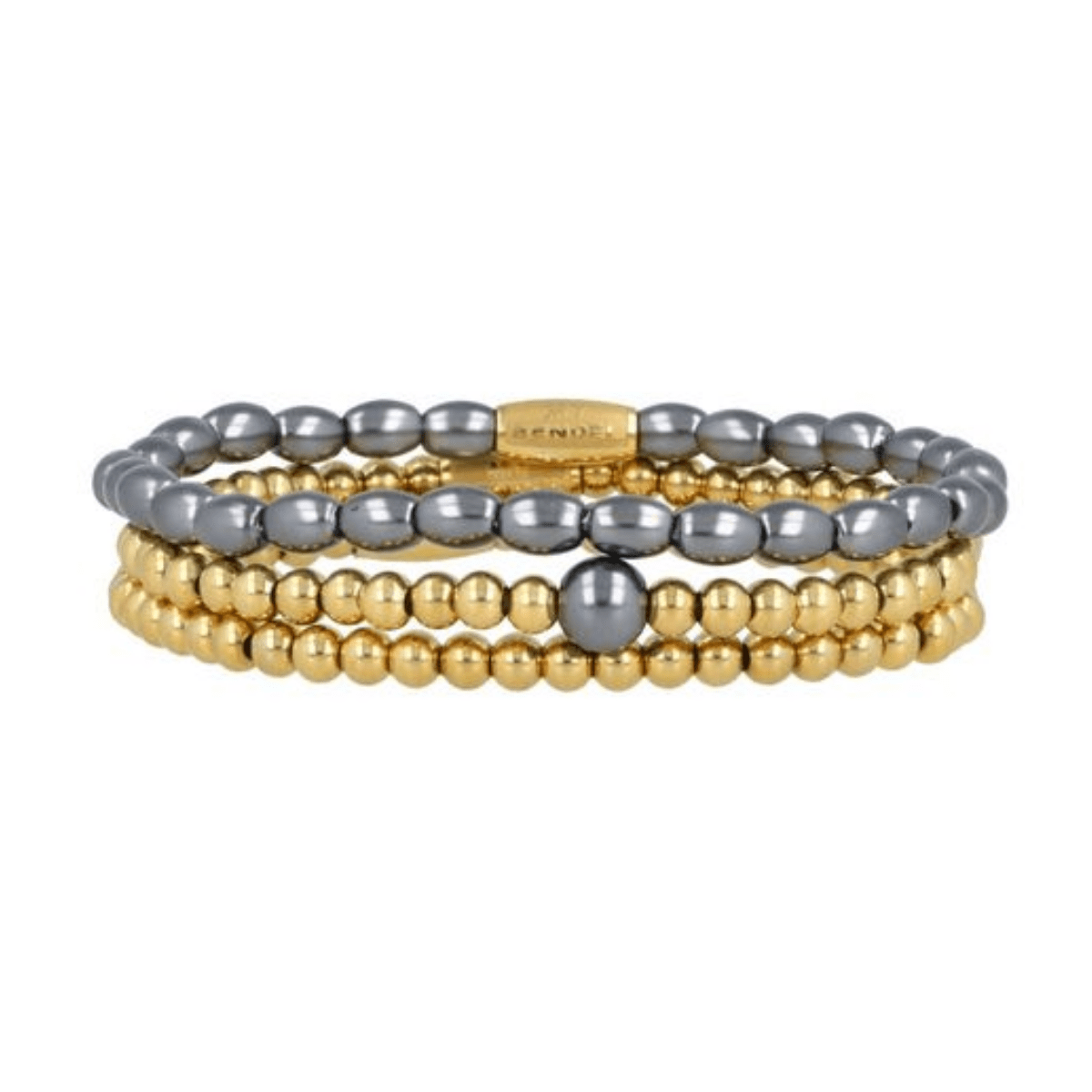 Gouden Armbanden Set met Zwarte Parel Kralen - My Bendel