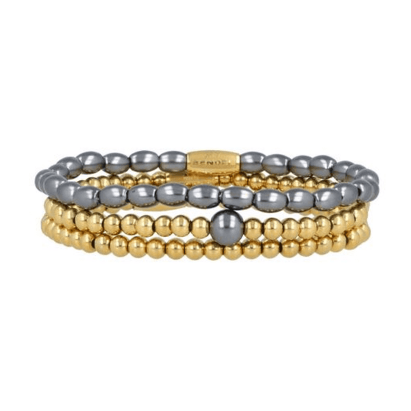 Gouden Armbanden Set met Zwarte Parel Kralen - My Bendel