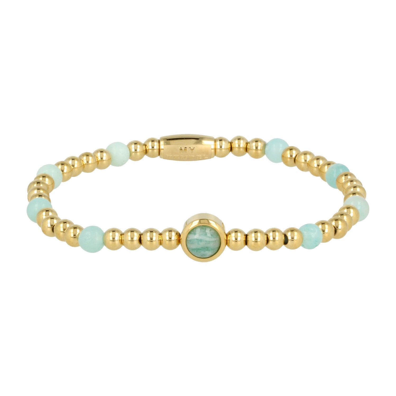 Gouden Bedelarmband met Amazonite Edelsteen - My Bendel