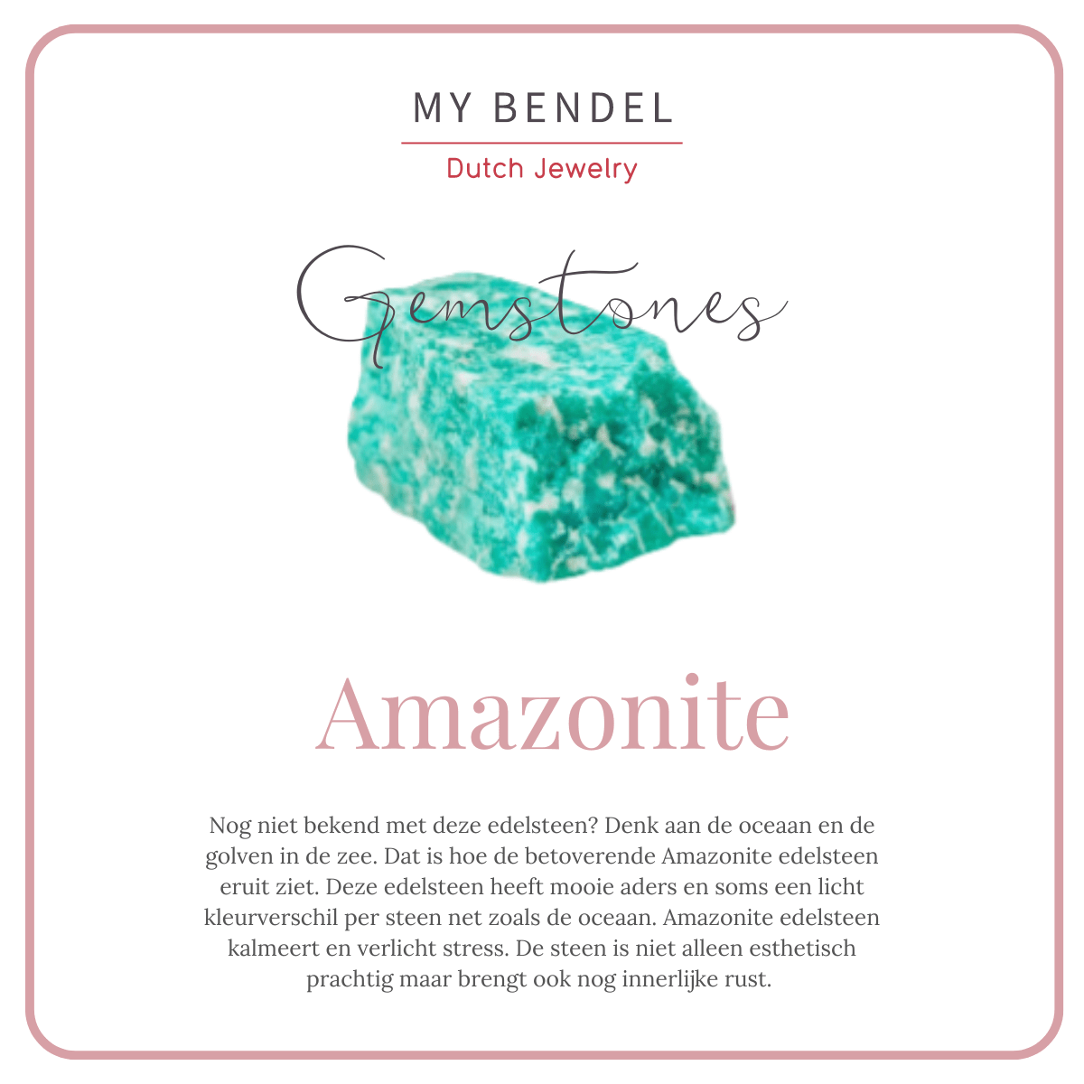 Gouden Bedelarmband met Amazonite Edelsteen - My Bendel
