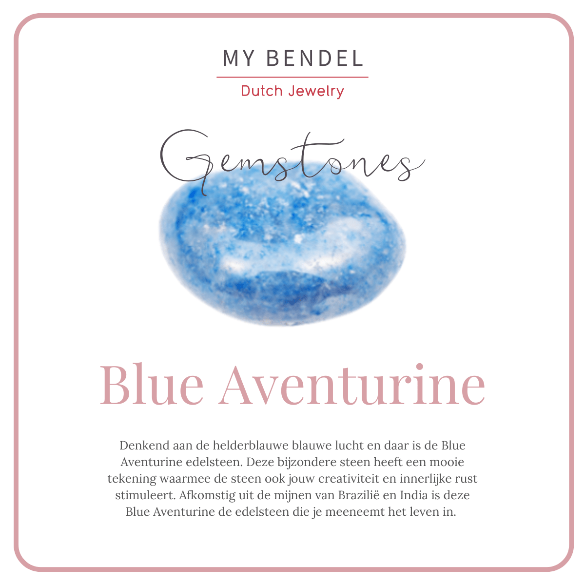 Gouden Bedelarmband met Blue Aventurine Edelsteen - My Bendel