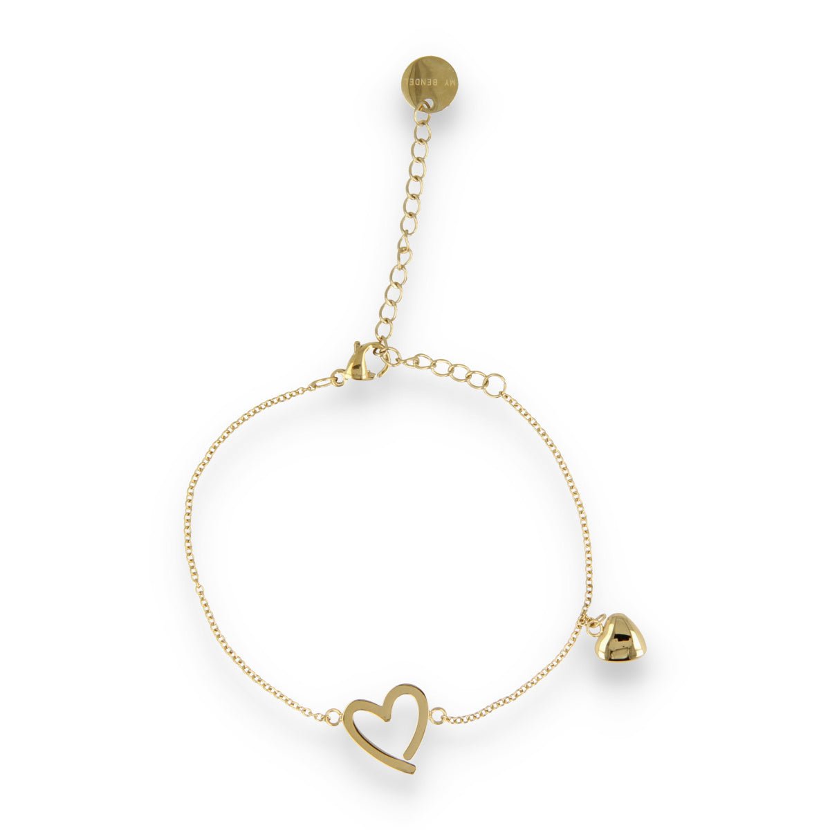 Gouden bedelarmband met hartjes - verstelbaar - My Bendel