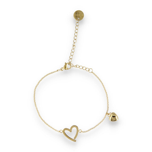 Gouden bedelarmband met hartjes - verstelbaar - My Bendel