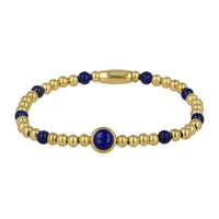 Gouden Bedelarmband met Lapis Lazuli Edelsteen
