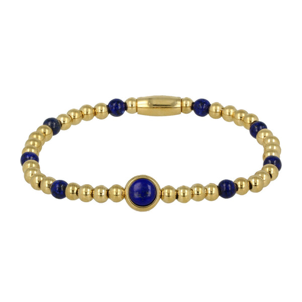 Gouden Bedelarmband met Lapis Lazuli Edelsteen - My Bendel