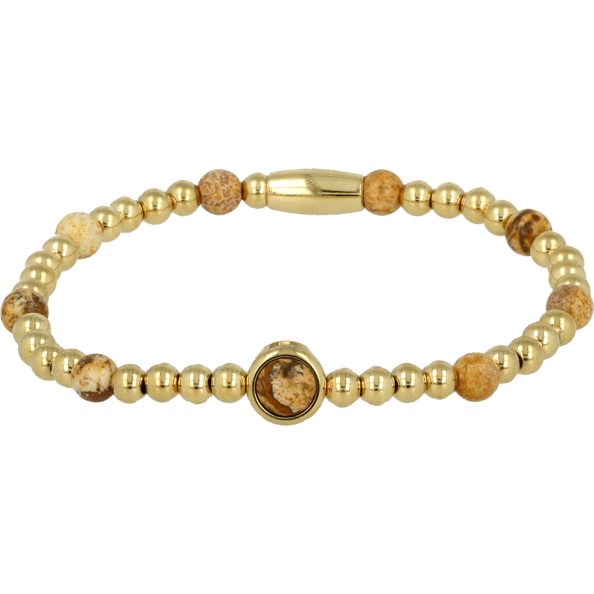 Gouden Bedelarmband met Picture Jasper Edelsteen - My Bendel