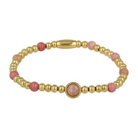 Gold Charm Bracelet with Rhodonite Gemstone