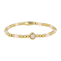 Goldene Charm-Armband mit Rosenquarz Edelstein