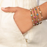 Gouden Bedelarmband met Rose Quartz Edelsteen - My Bendel