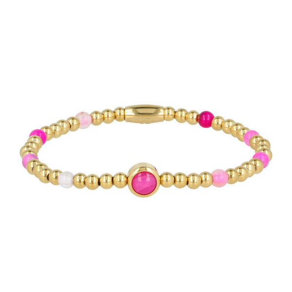 Gouden bedelarmband met Rose Stripe Agate - My Bendel