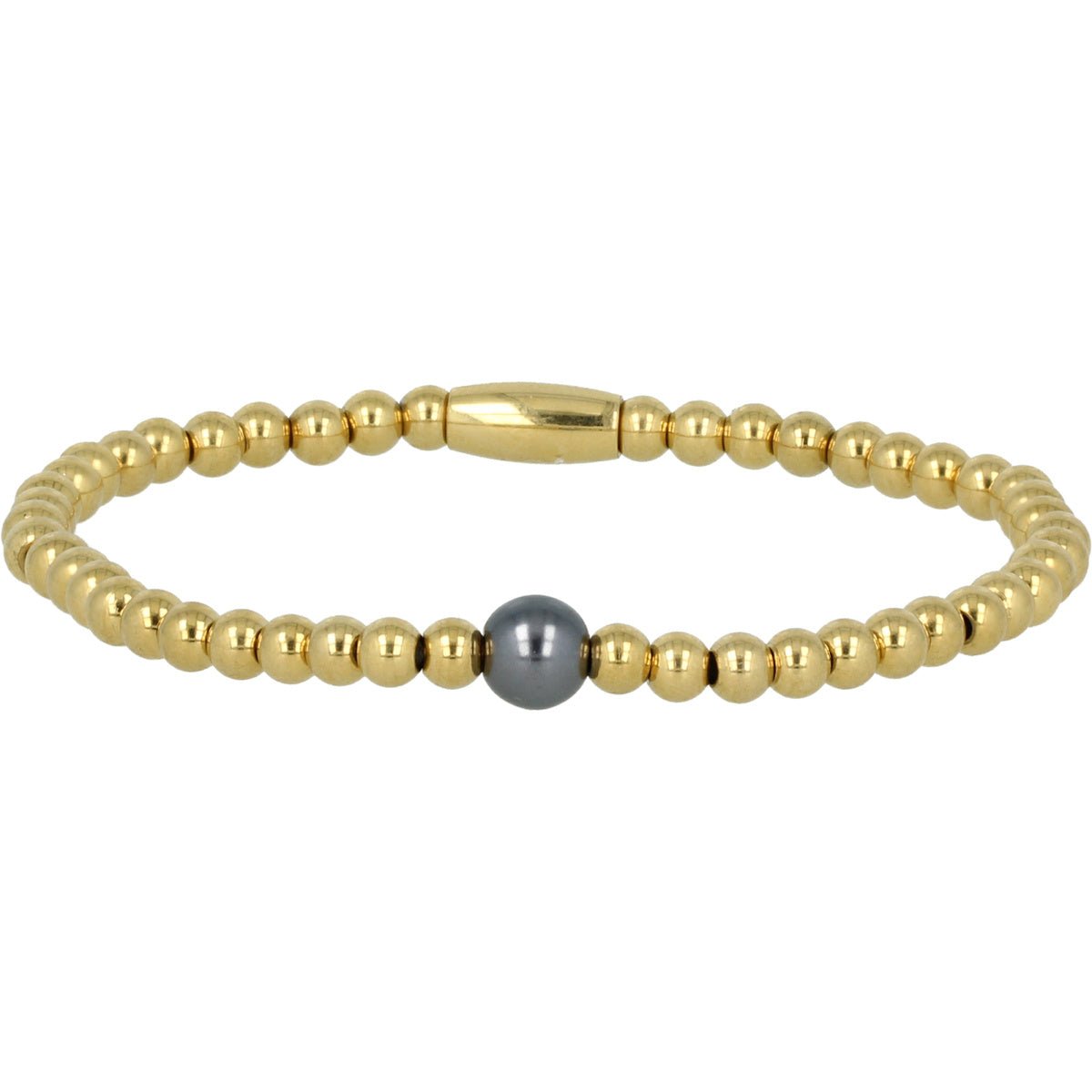 Gouden bedelsarmband met Zwarte Parel - Mysterieus - My Bendel