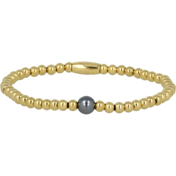 Gouden bedelsarmband met Zwarte Parel - Mysterieus - My Bendel