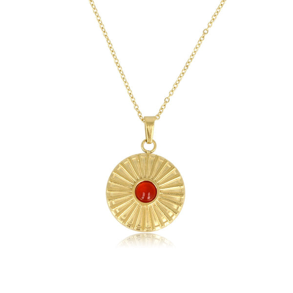 Gouden Carnelian Zonnetjes Ketting - Fijne Schakelketting - My Bendel