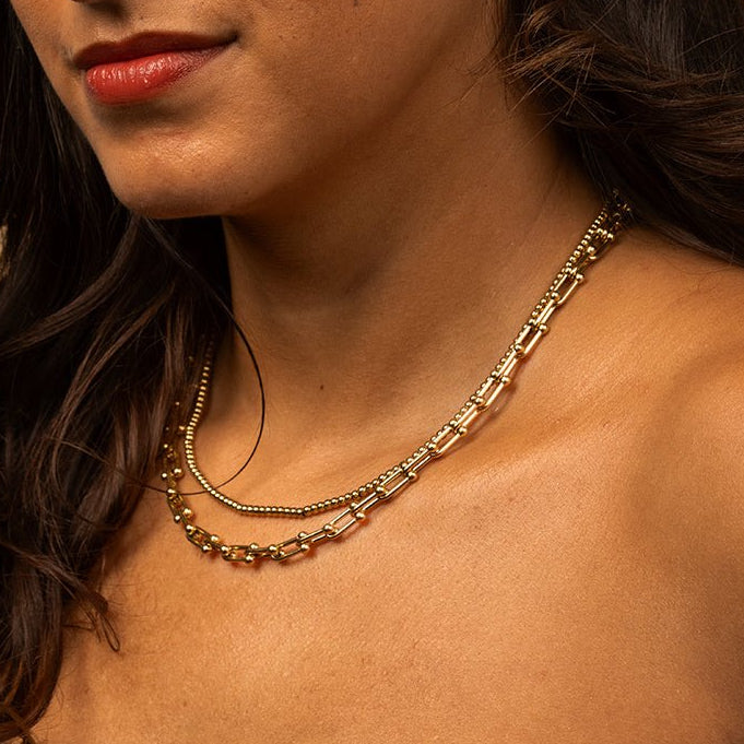 Gouden Dames Ketting 3mm Balletjes - 44cm Lengte - My Bendel