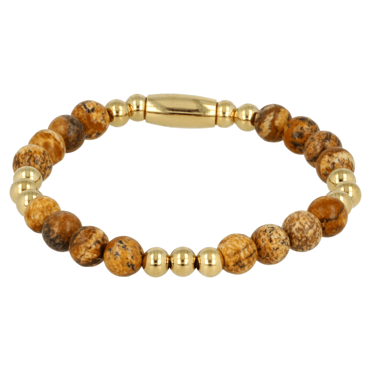 Gouden Damesarmband met Picture Jasper Edelsteen - My Bendel