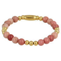 Gouden damesarmband met Rhodonite edelstenen