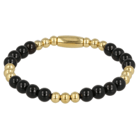 Gouden Damesarmband Onyx Edelsteen Elastisch