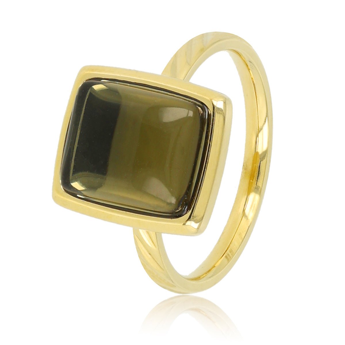 Gouden damesring - licht groene glassteen - design - My Bendel