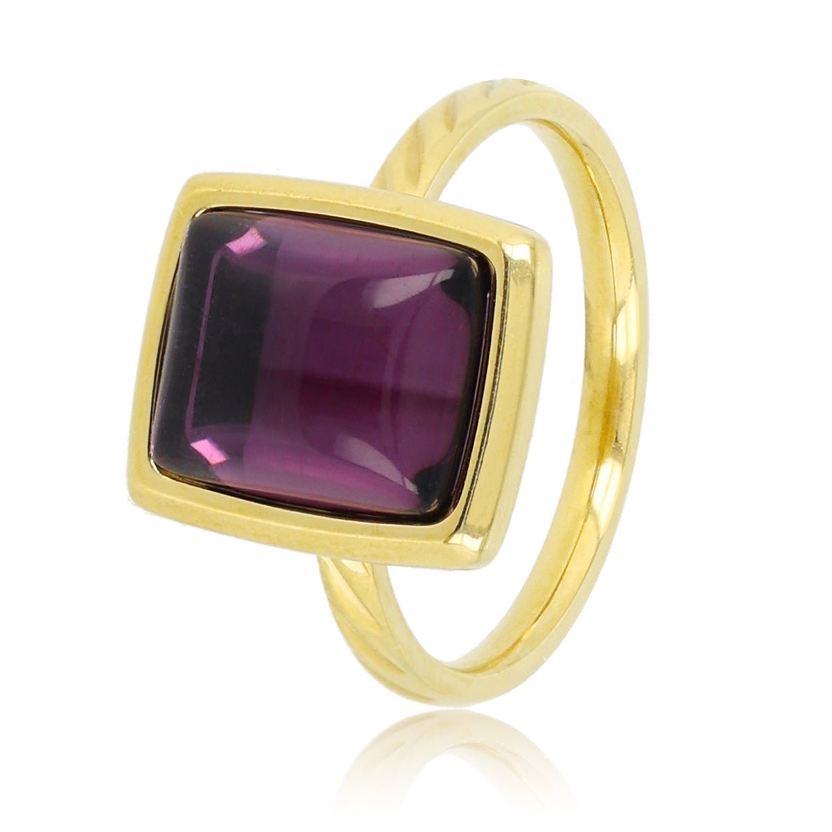 Gouden damesring - paarse glassteen 11 mm - My Bendel