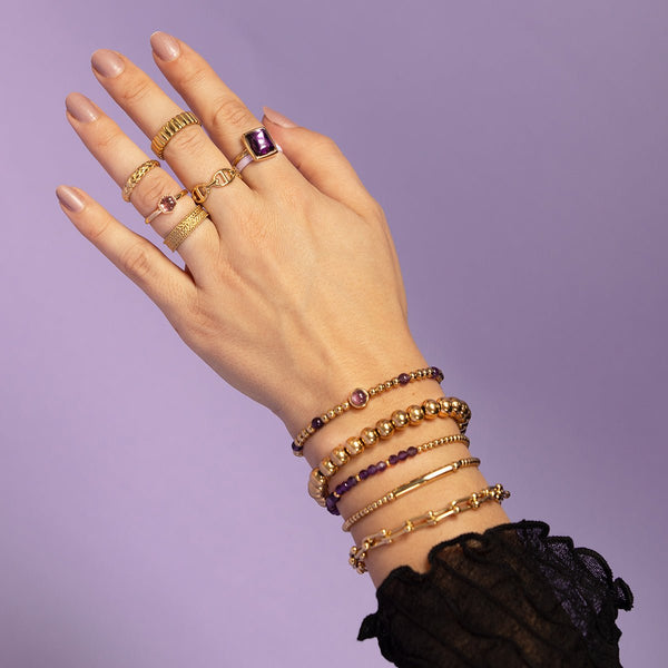 Gouden Elastische Armband met Glanzende Bedel - My Bendel