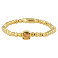 Gouden Elastische Armband met Picture Jasper Edelsteen