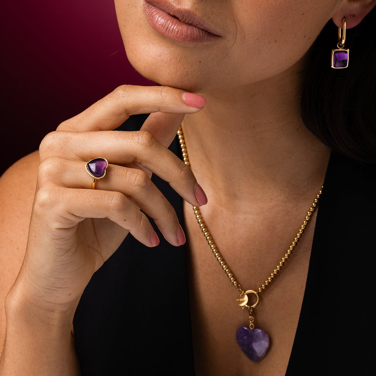 Gouden hartenring - Amethyst edelsteen - Rust & bescherming - My Bendel