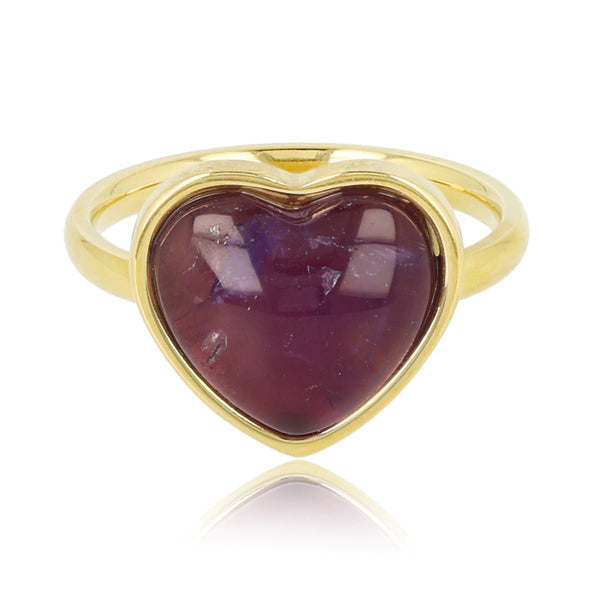 Gouden hartenring - Amethyst edelsteen - Rust & bescherming - My Bendel