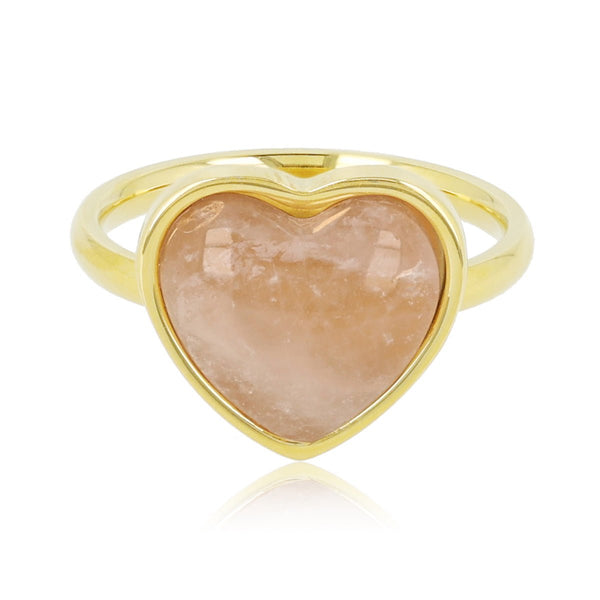 Gouden hartenring - Rose Quartz edelsteen - Innerlijke kracht - My Bendel
