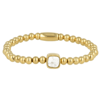 Gouden Howlite Armband - Luxe Elastische Damesarmband