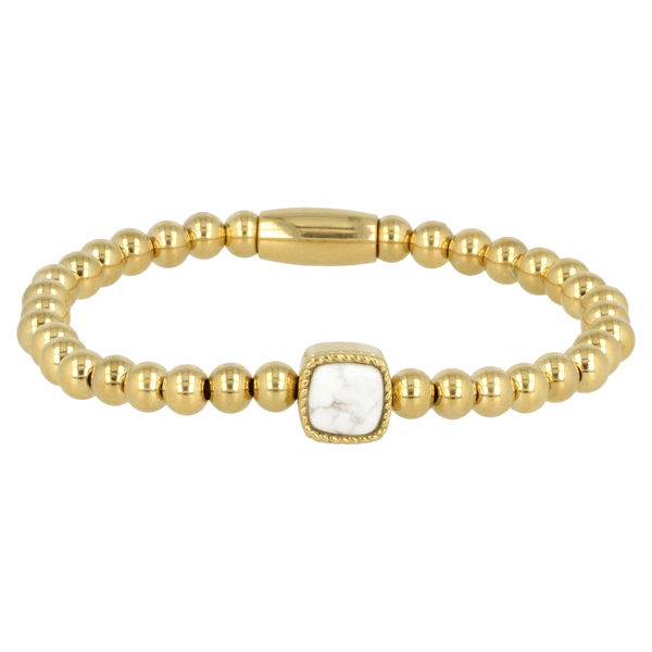 Gouden Howlite Armband - Luxe Elastische Damesarmband - My Bendel