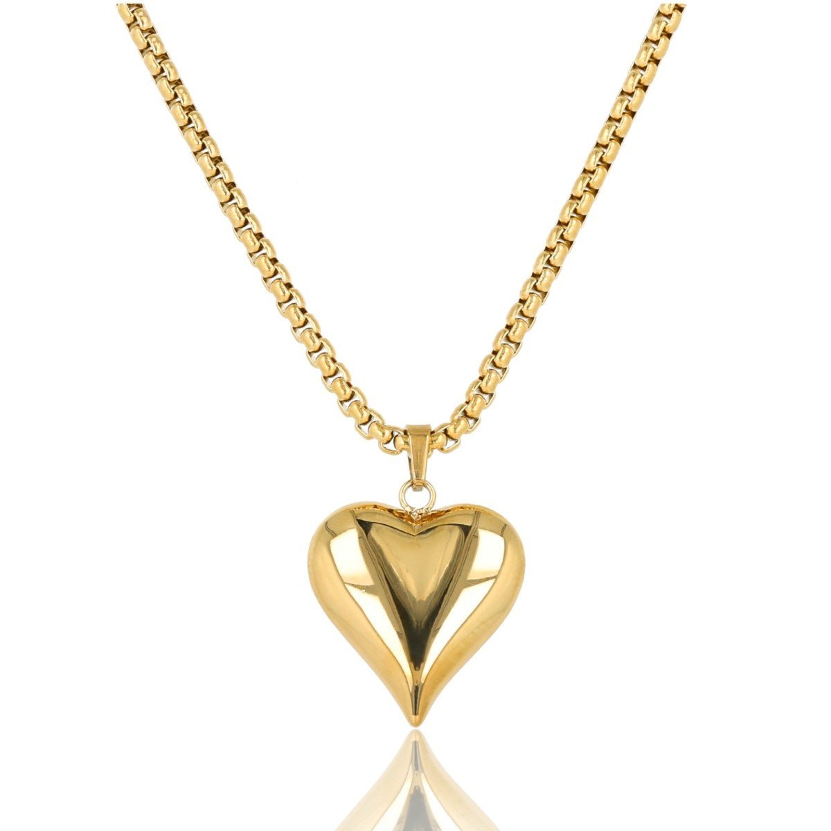 Gouden Ketting met 17mm Hart Bedel - Lang Model - My Bendel