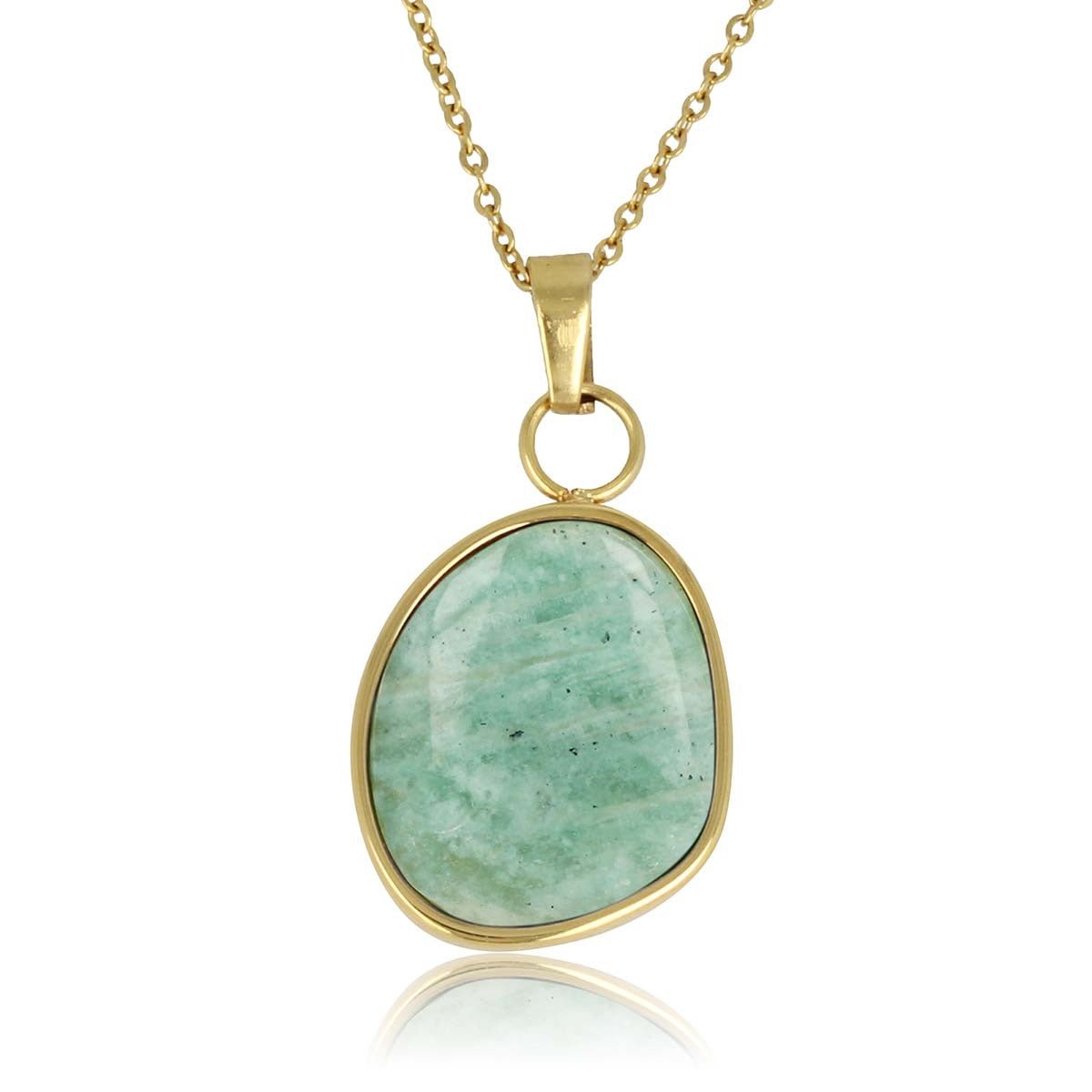 Gouden Ketting met Amazonite Hanger - Unieke Edelsteen - My Bendel