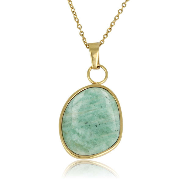 Gouden Ketting met Amazonite Hanger - Unieke Edelsteen - My Bendel