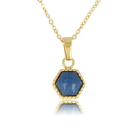 Golden Chain with Blue Aventurine Hexagon Pendant