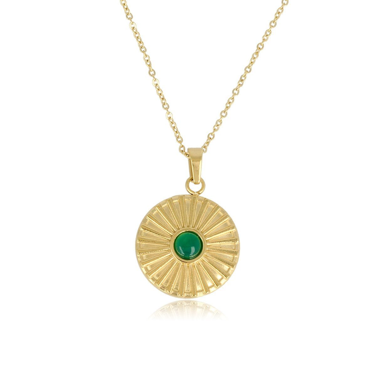 Gouden Ketting met Green Agate Zonnetjes Hanger - My Bendel