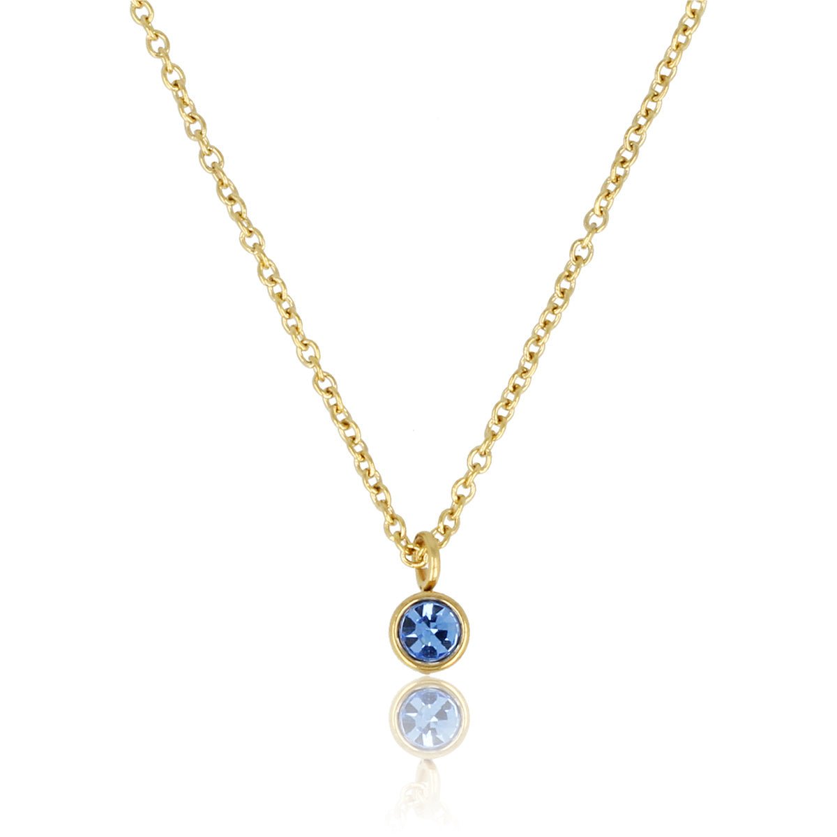 Gouden Ketting met Lichtblauw Zirkonia Steentje - Verkleurt Niet - My Bendel