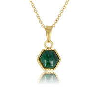 Gold Chain with Malachite Hexagon Pendant