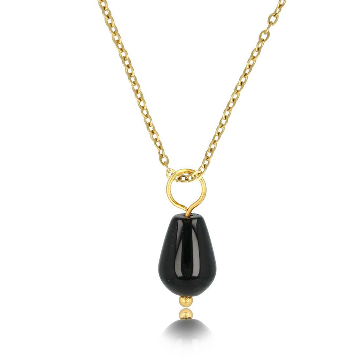 Gouden Ketting met Onyx Peervormige Hanger - My Bendel