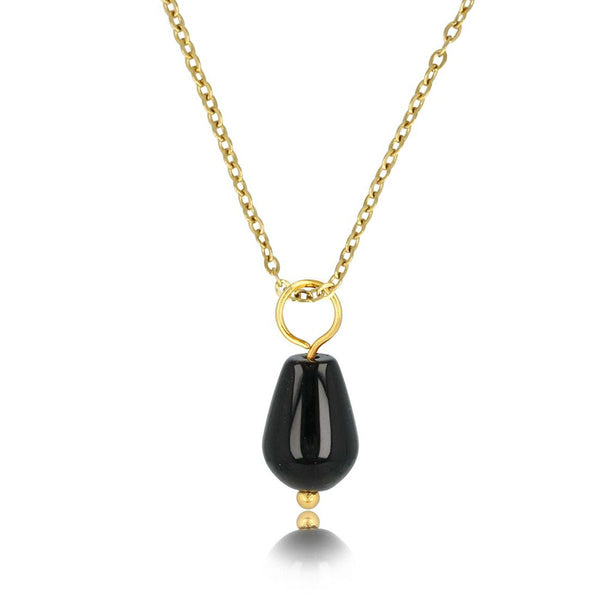 Gouden Ketting met Onyx Peervormige Hanger - My Bendel