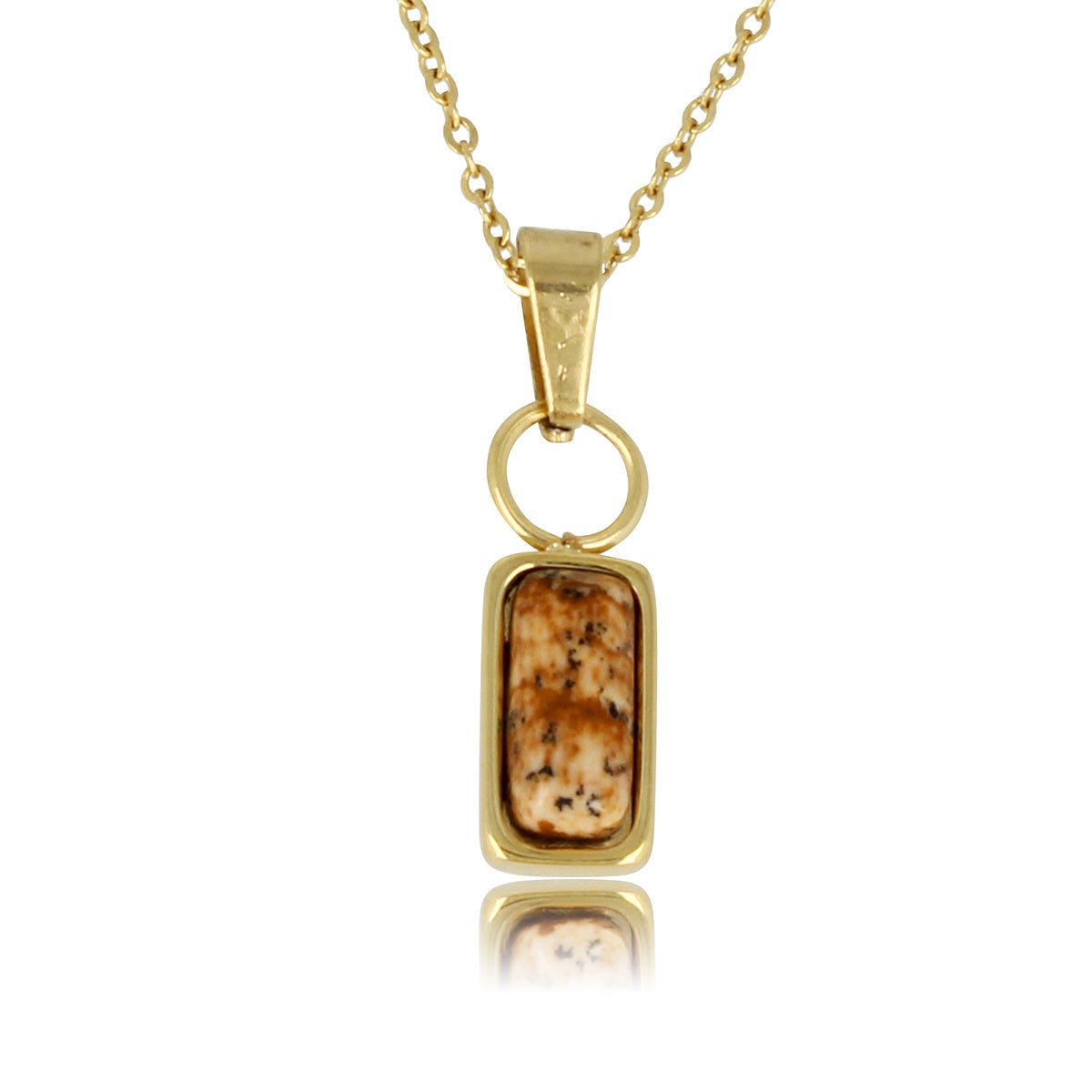 Gouden Ketting met Picture Jasper Hanger - Elegant Design - My Bendel